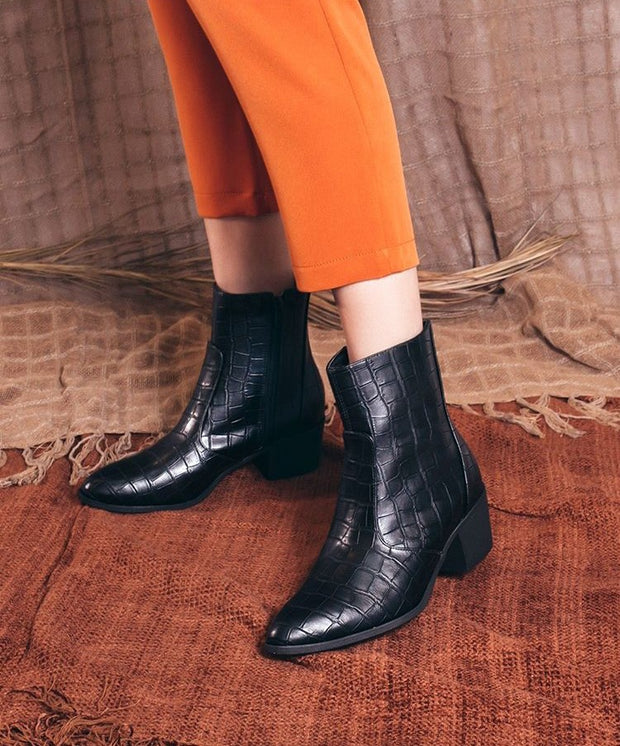 Women's Low Heel Chunky Ankle Boots Winter Shoes